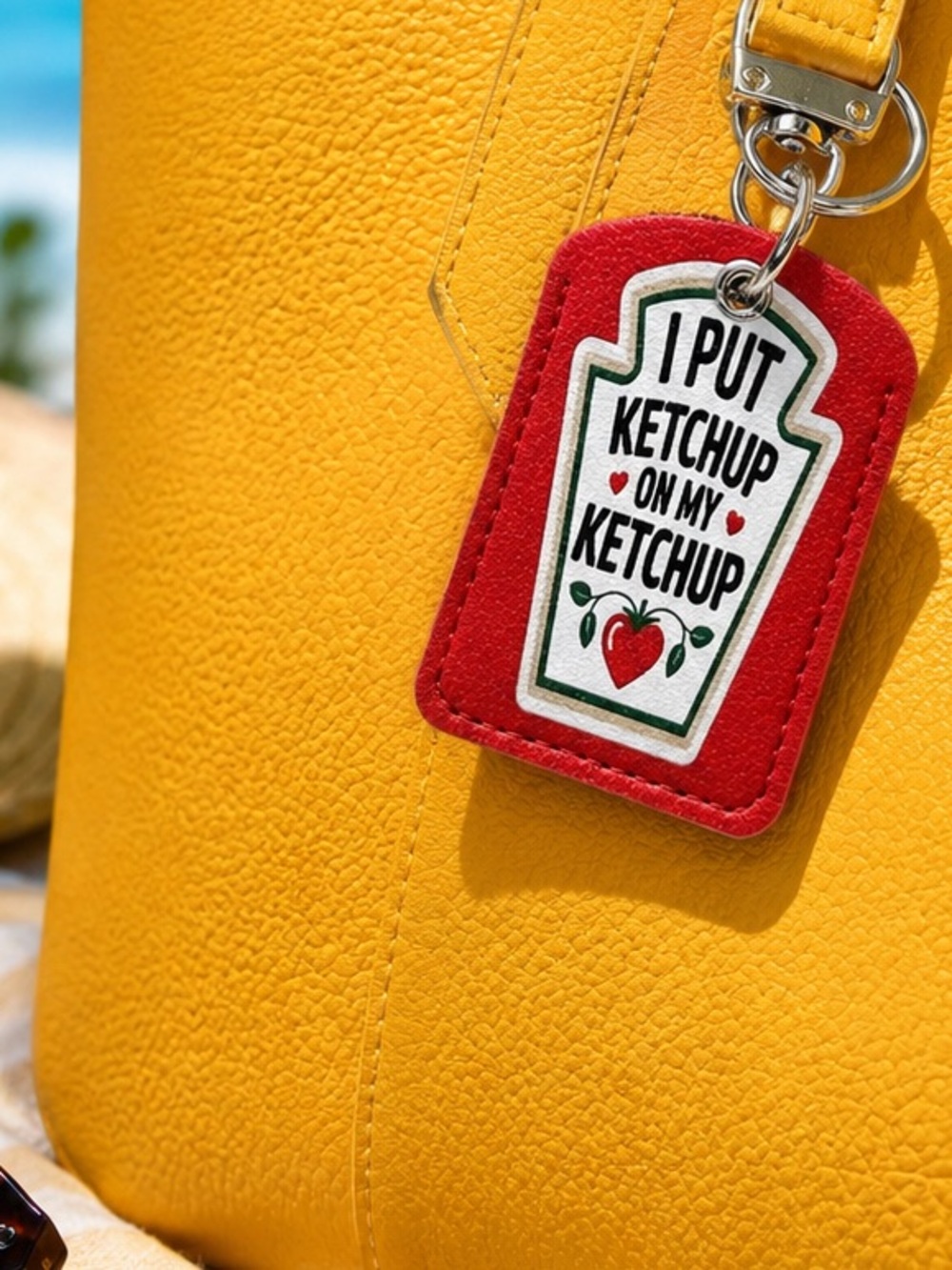 I Put Ketchup on My Ketchup Funny Keychain Bag Charm